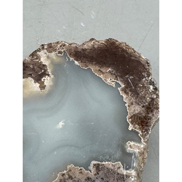 Natural Agate Geode Slice With Polished Center & Rough Edges 4x3x2" brown READ - Picture 4 of 11